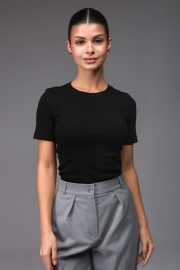 Майка в рубчик №3-28 (Черный)